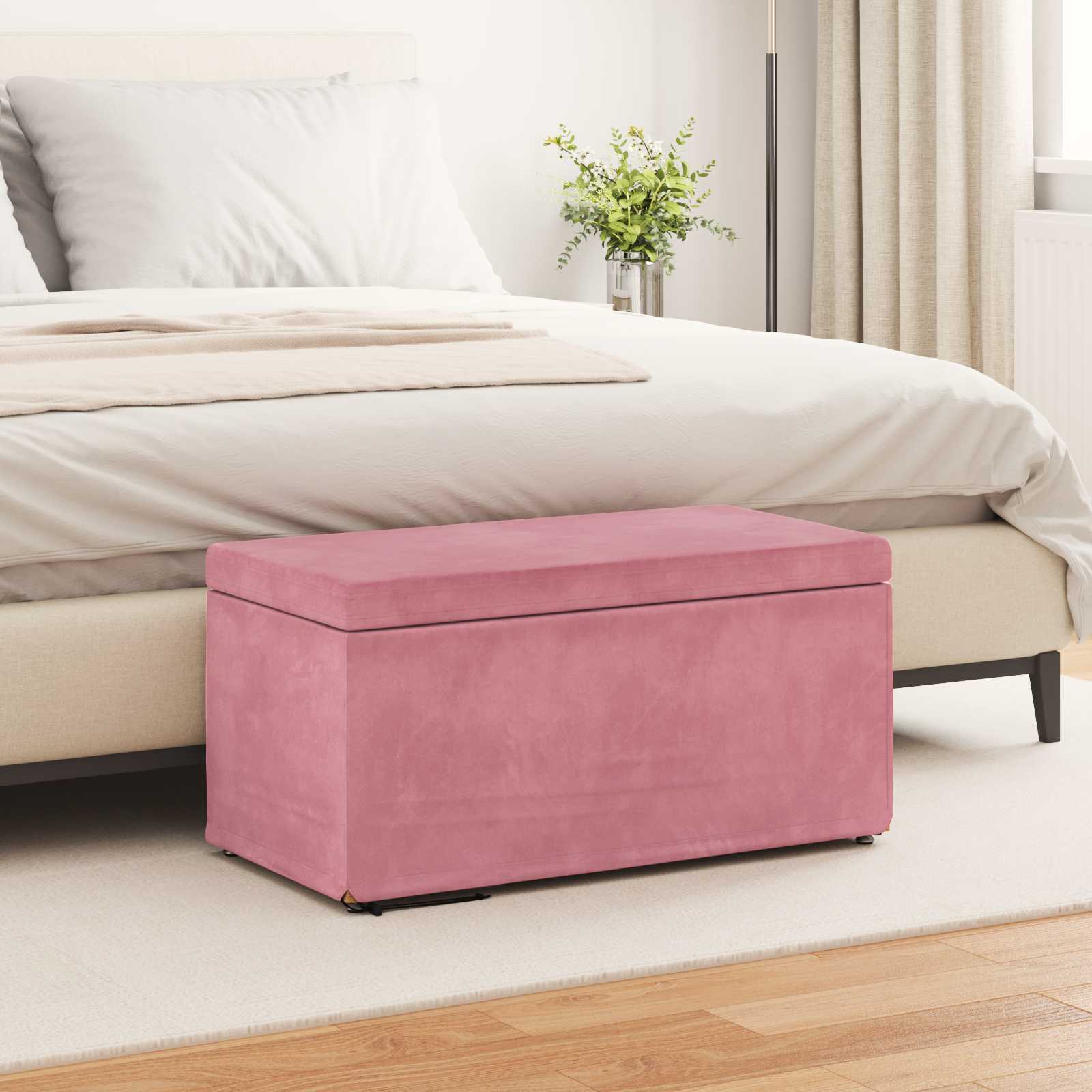 Σκαμνί Ροζ 81 x 41 x 40 cm Βελούδο και Μηχανικά Ξύλα