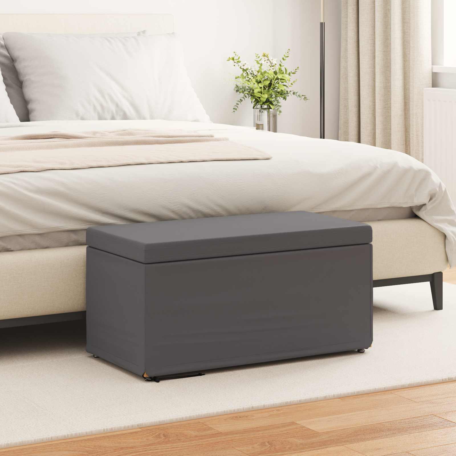 Σκαμνί Γκρι 81 x 41 x 40 cm Ψεύτικο Δέρμα και Μηχανικά Ξύλα