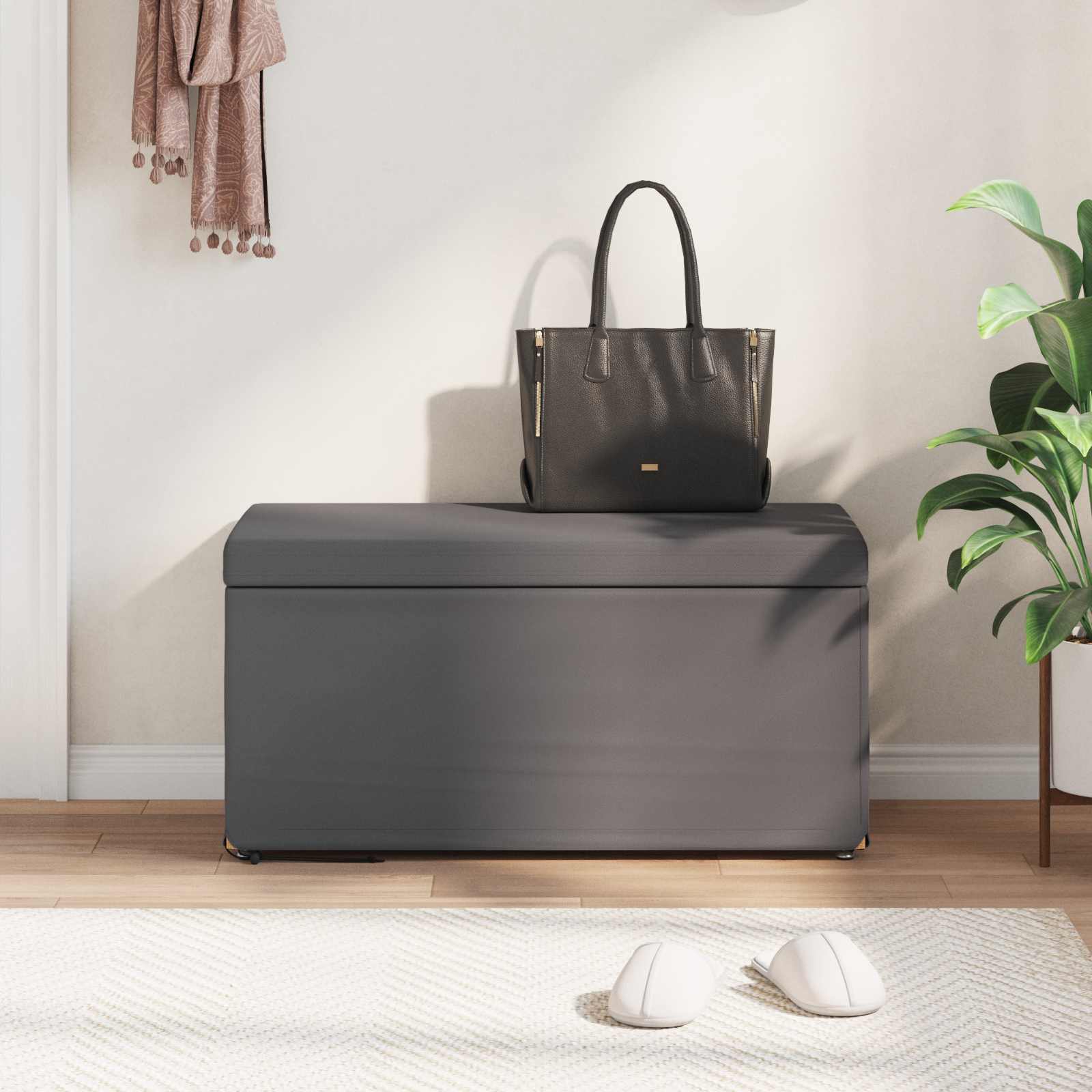 Σκαμνί Γκρι 81 x 41 x 40 cm Ψεύτικο Δέρμα και Μηχανικά Ξύλα