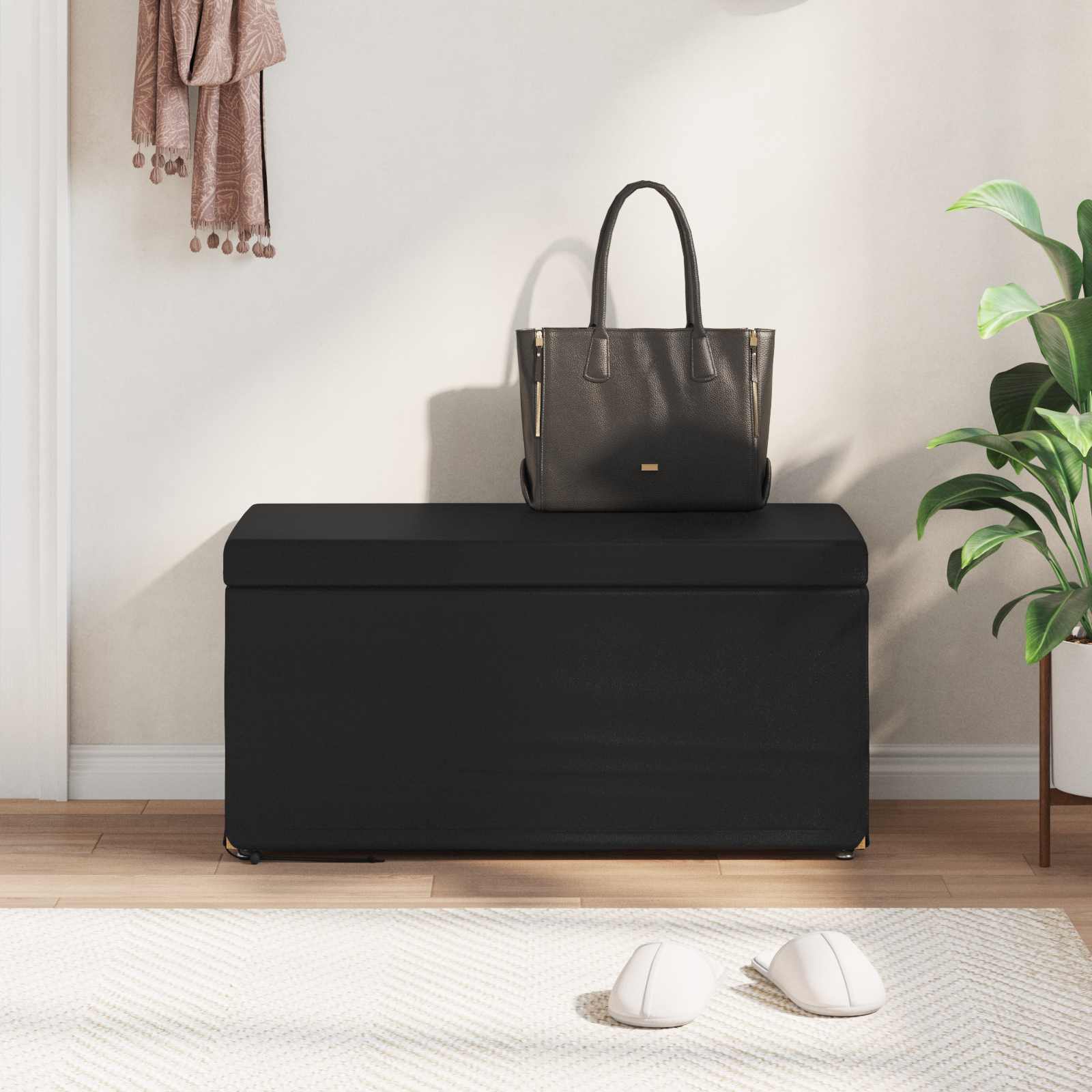 Σκαμνί Μαύρο 81 x 41 x 40 cm Ψεύτικο Δέρμα και Μηχανικά Ξύλα