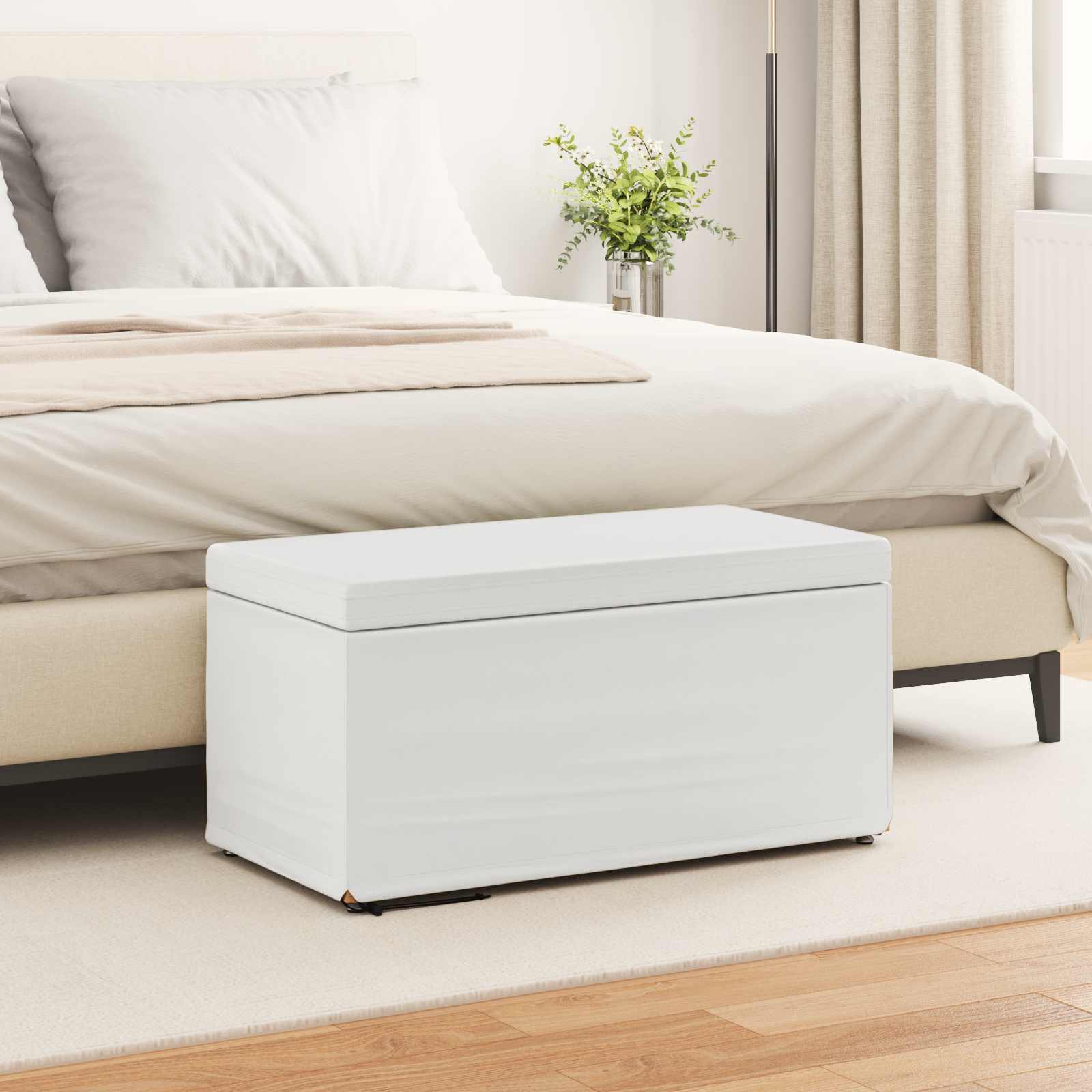 Σκαμνί Λευκό 81 x 41 x 40 cm Ψεύτικο Δέρμα και Μηχανικά Ξύλα