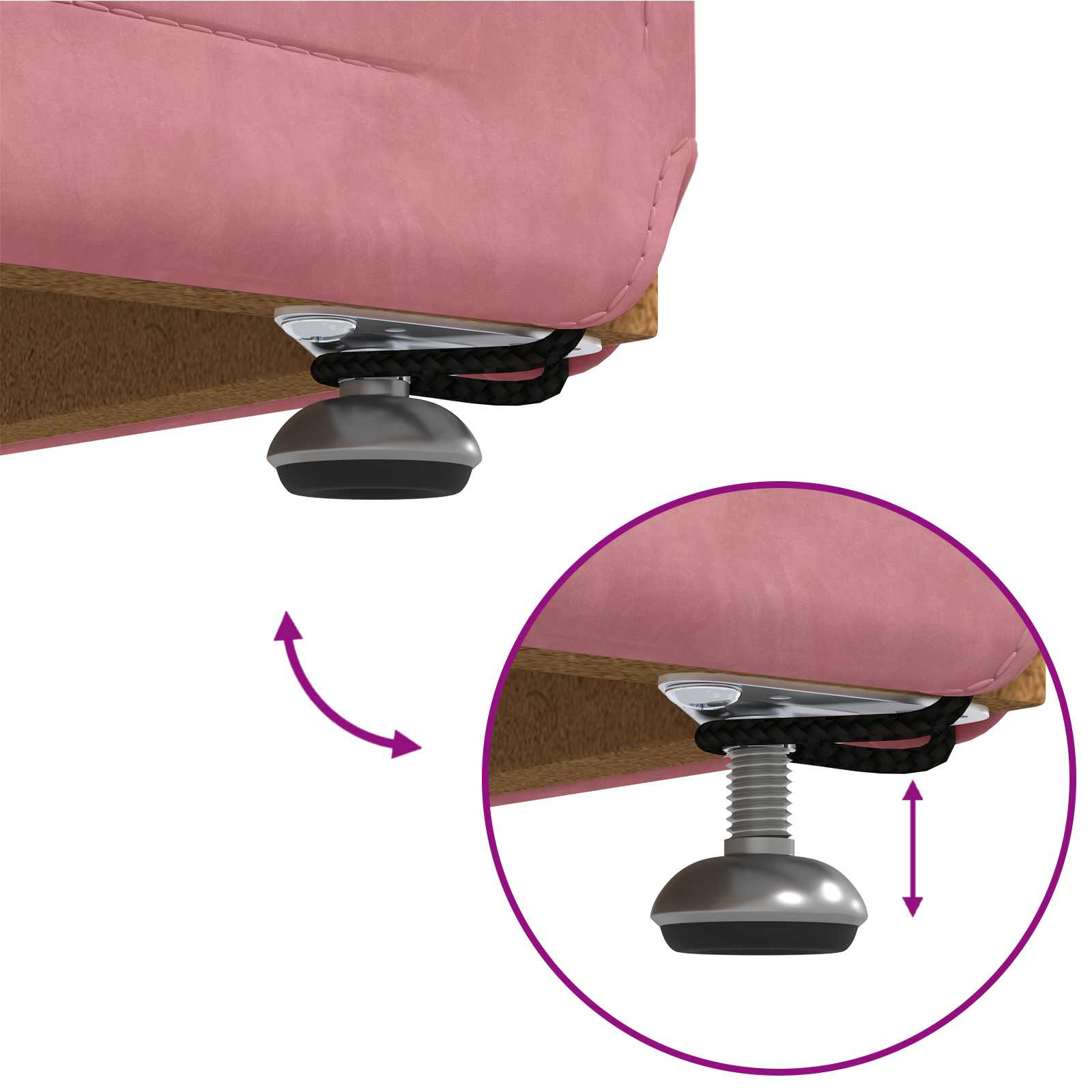 Σκαμνί Ροζ 101 x 41 x 40 εκ Βελούδο και Μηχανικά Ξύλα