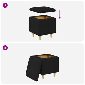 Οθωμανό με Αποθηκευτικό Χώρο Μαύρο 40 x 40 x 45 cm ύφασμα