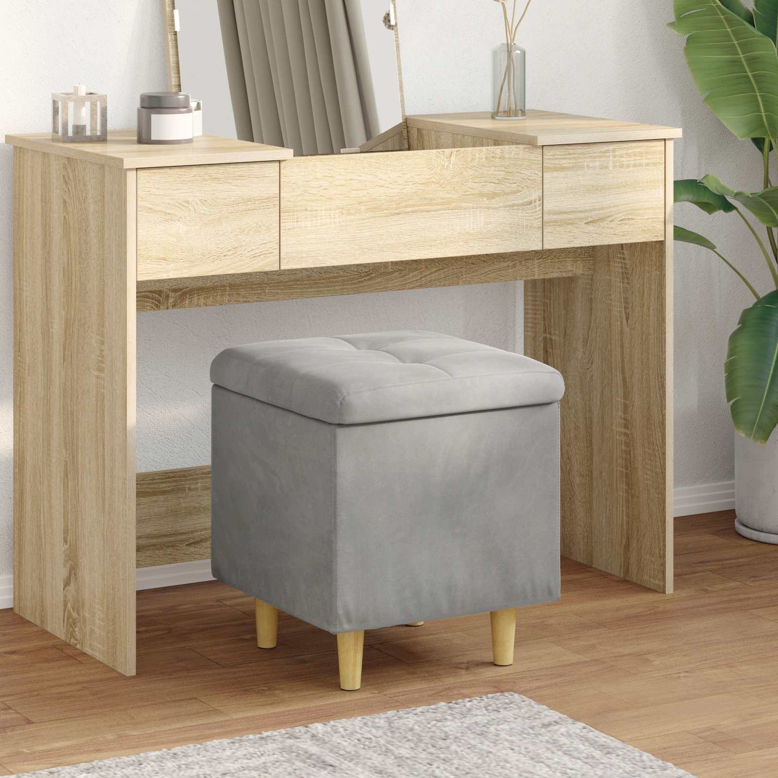 Οθωμανικό αποθήκευσης Ανοιχτό γκρι 40 x 40 x 45 cm Βελούδο