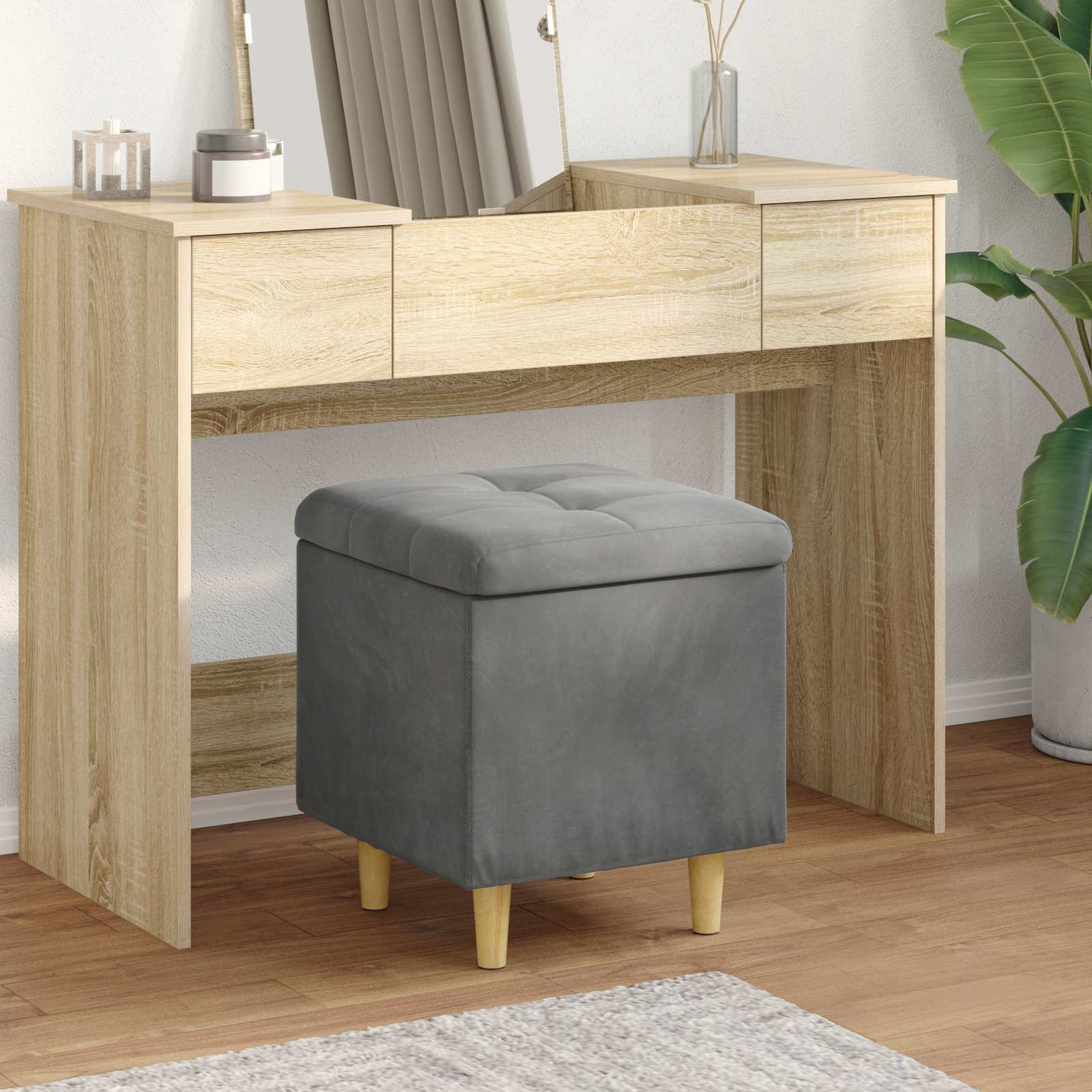 Οθωμανικό αποθήκευσης Σκούρο Γκρι 40 x 40 x 45 cm Βελούδο