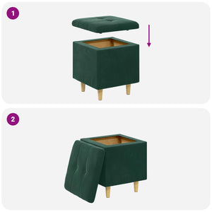 Οθωμανικό αποθήκευσης Σκούρο Πράσινο 40 x 40 x 45 cm Βελούδο