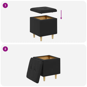 Οθωμανικό αποθήκευσης Μαύρο 40 x 40 x 45 cm Τεχνητό δέρμα