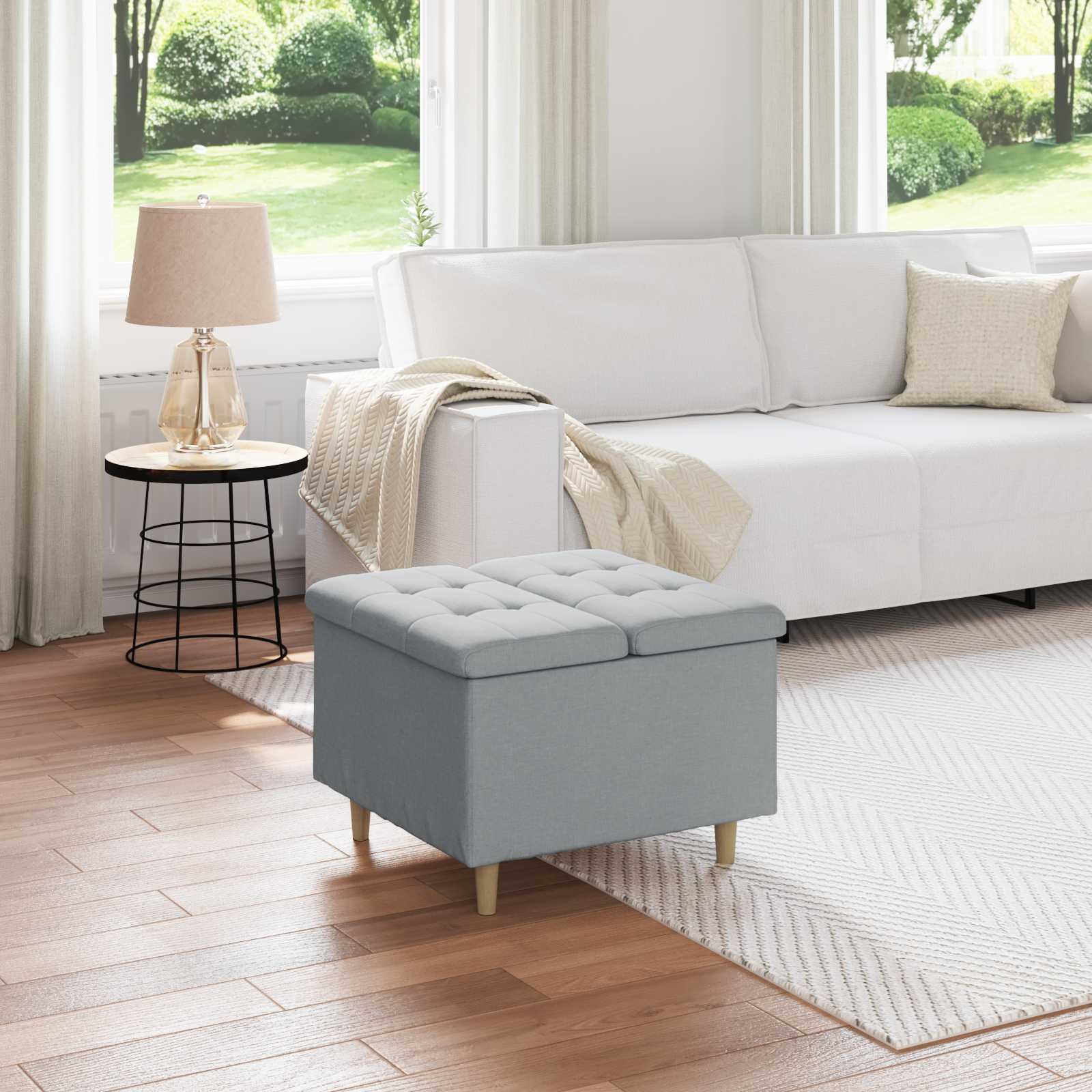 Οθωμανικό αποθήκευσης Ανοιχτό γκρι 60 x 60 x 45 cm ύφασμα