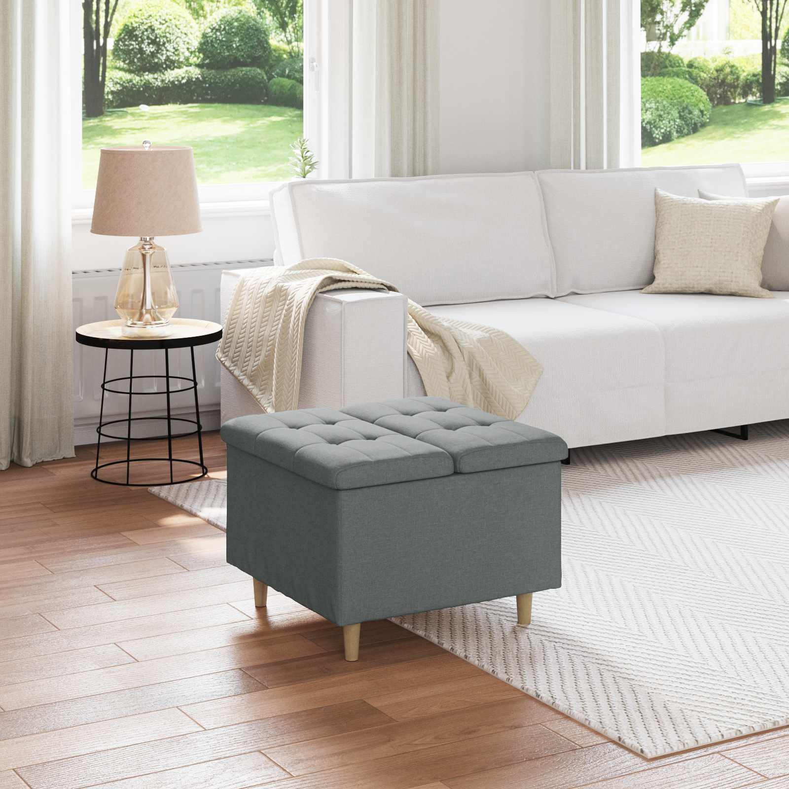 Οθωμανικό αποθήκευσης Σκούρο Γκρι 60 x 60 x 45 cm ύφασμα