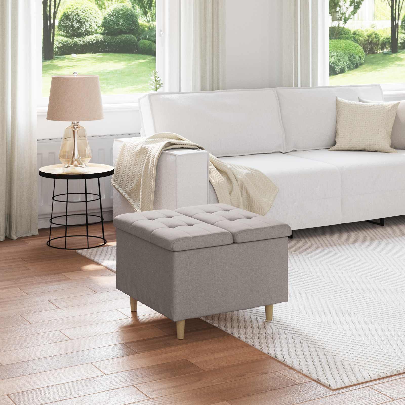 Οθωμανικό αποθήκευσης με μαξιλάρι Taupe 60 x 60 x 45 cm ύφασμα - Pakobazaar