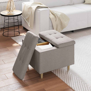 Οθωμανικό αποθήκευσης με μαξιλάρι Taupe 60 x 60 x 45 cm ύφασμα - Pakobazaar