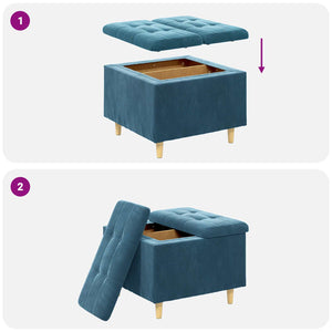 Οθωμανό με Αποθηκευτικό Χώρο Μπλε 60 x 60 x 45 cm Βελούδο