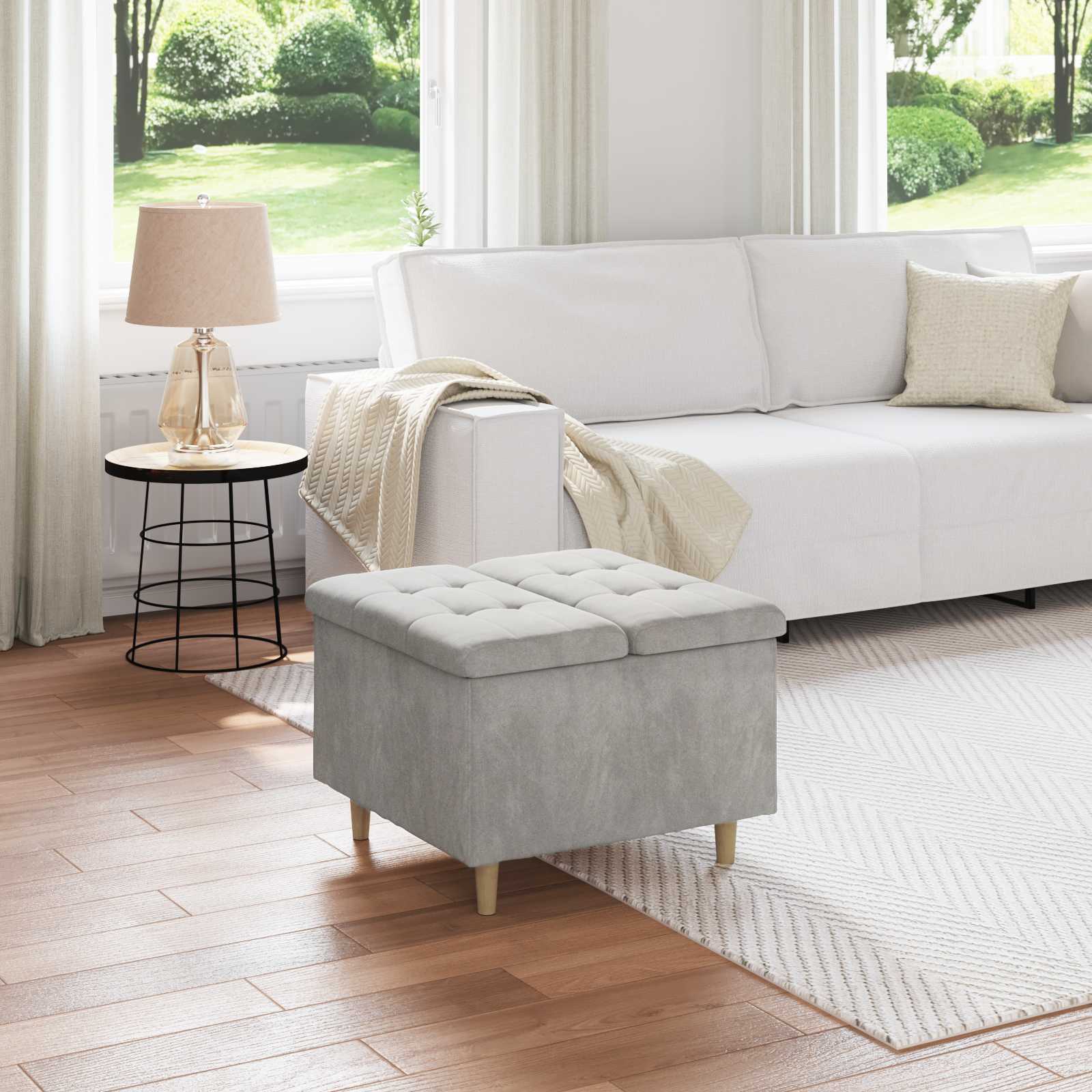 Οθωμανικό αποθήκευσης Ανοιχτό γκρι 60 x 60 x 45 cm Βελούδο