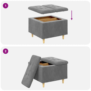 Οθωμανικό αποθήκευσης Σκούρο Γκρι 60 x 60 x 45 cm Βελούδο