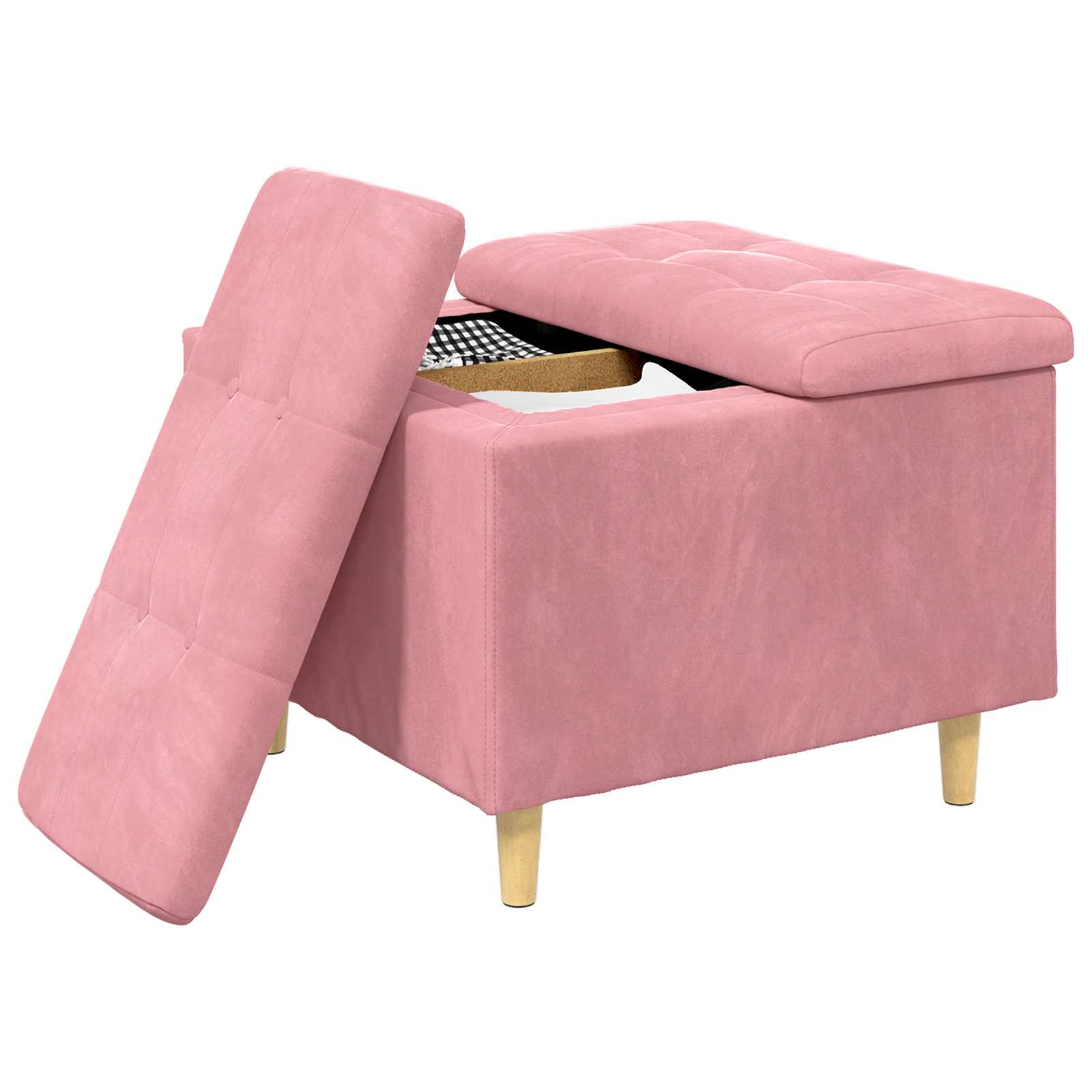 Οθωμανικό αποθήκευσης με μαξιλάρι Ροζ 60 x 60 x 45 cm Βελούδο