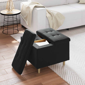 Οθωμανό με Αποθηκευτικό Χώρο Μαύρο 60 x 60 x 45 cm Βελούδο