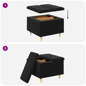 Οθωμανό με Αποθηκευτικό Χώρο Μαύρο 60 x 60 x 45 cm Βελούδο