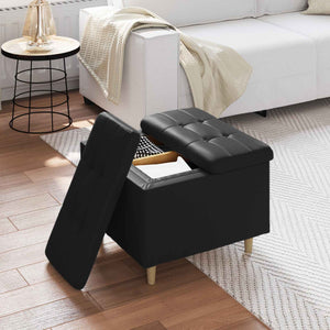 Οθωμανό με Αποθηκευτικό Χώρο Μαύρο 60 x 60 x 45 cm