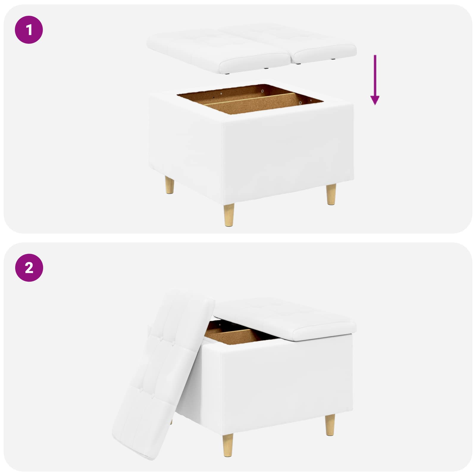 Οθωμανικό αποθήκευσης Λευκός 60 x 60 x 45 cm Τεχνητό δέρμα