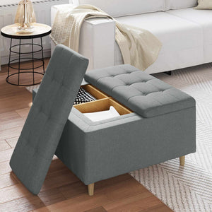Οθωμανικό αποθήκευσης Σκούρο Γκρι 80 x 80 x 45 cm ύφασμα - Pakobazaar
