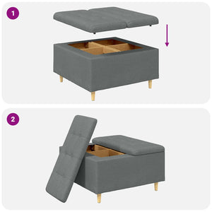 Οθωμανικό αποθήκευσης Σκούρο Γκρι 80 x 80 x 45 cm ύφασμα - Pakobazaar