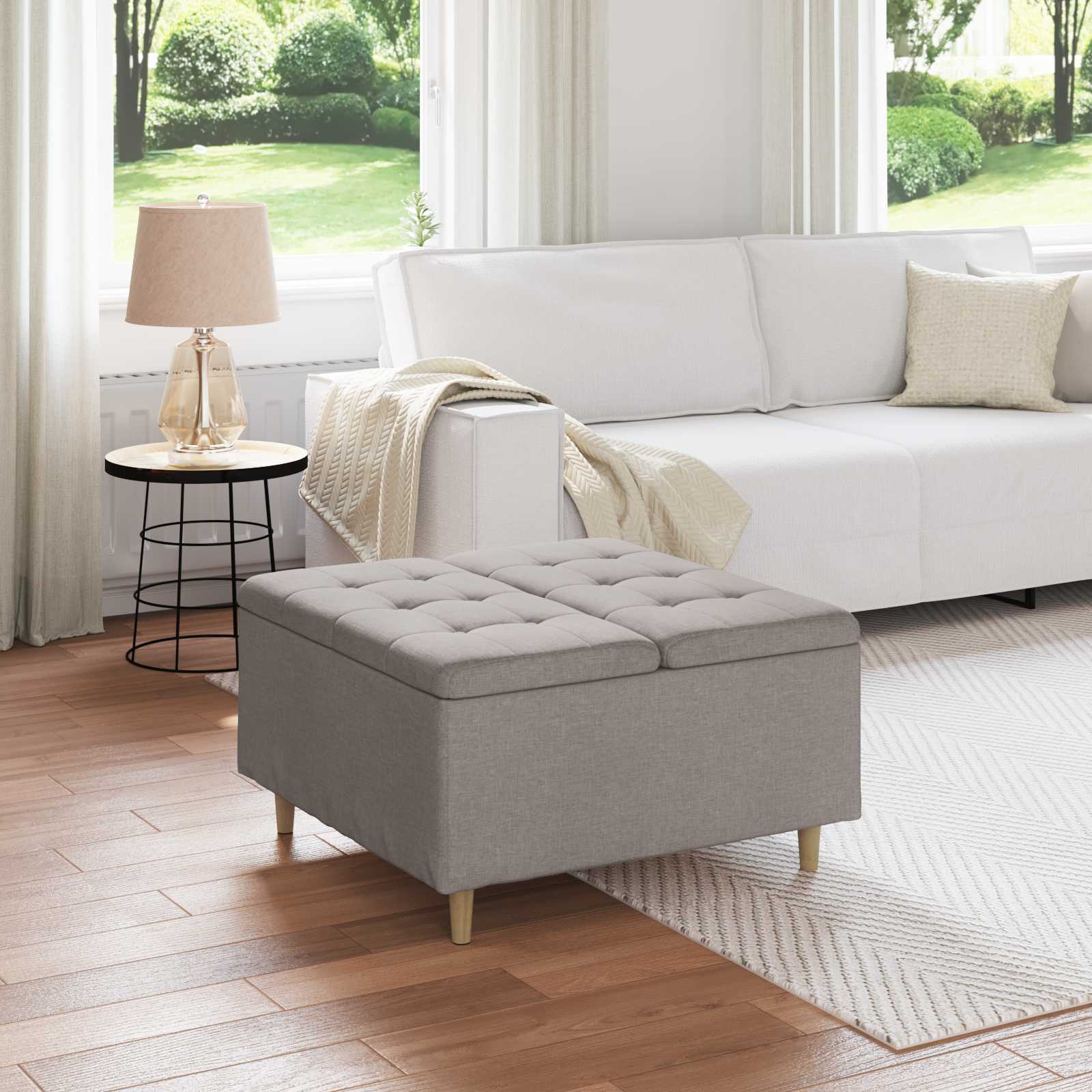 Οθωμανό με Αποθηκευτικό Χώρο Taupe 80 x 80 x 45 cm ύφασμα