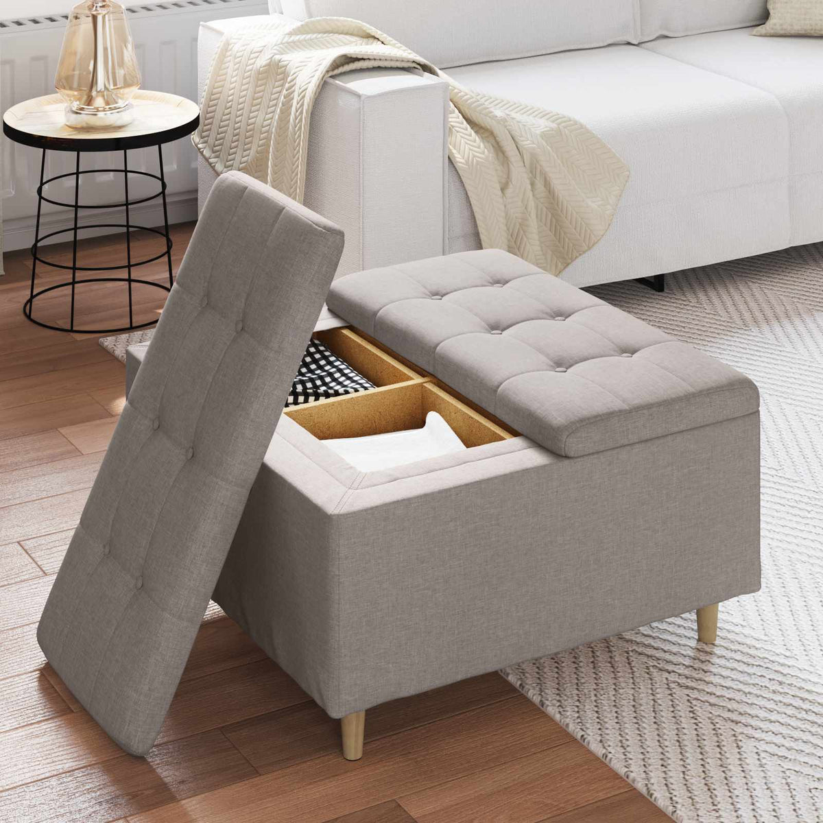 Οθωμανό με Αποθηκευτικό Χώρο Taupe 80 x 80 x 45 cm ύφασμα