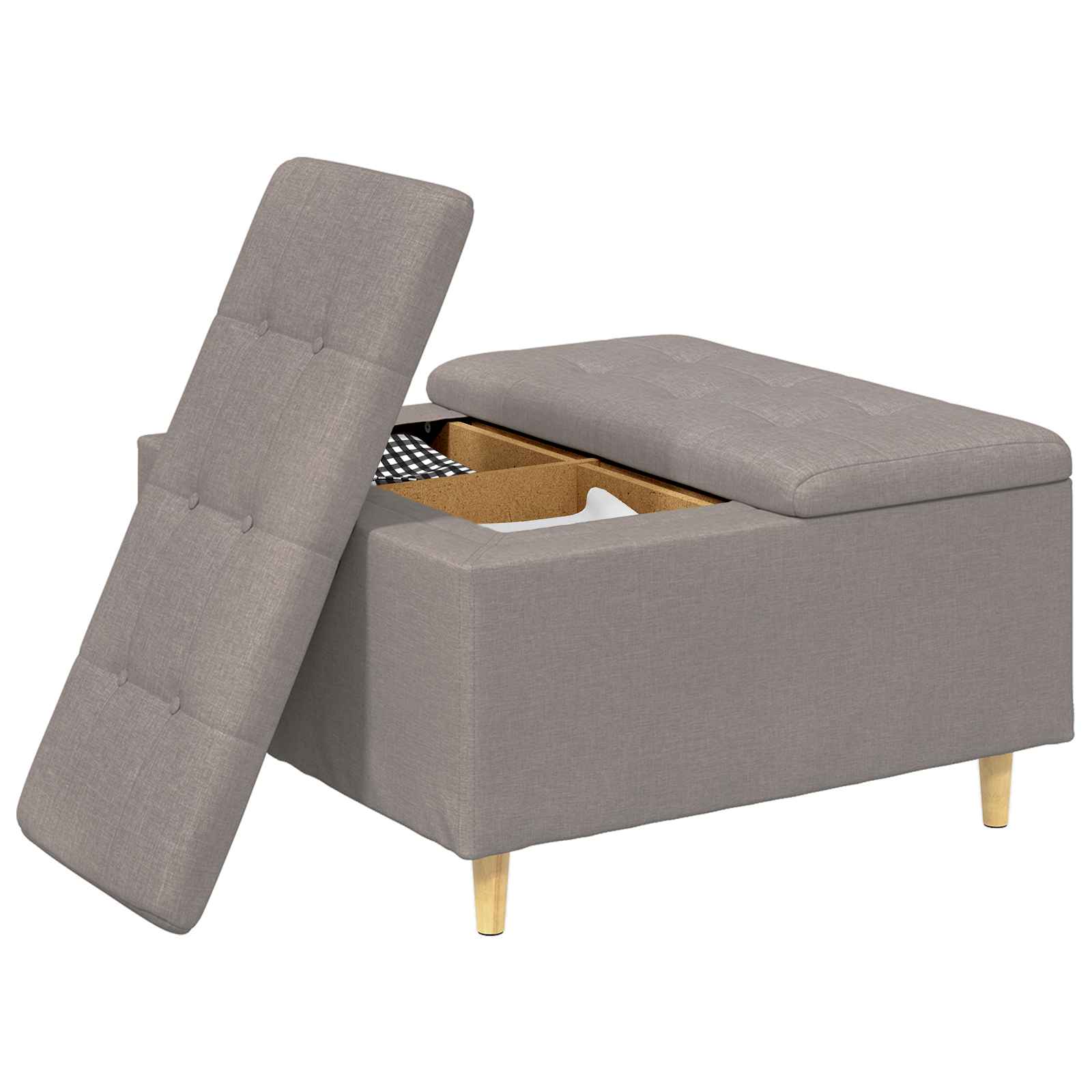 Οθωμανικό αποθήκευσης με μαξιλάρι Taupe 80 x 80 x 45 cm ύφασμα - Pakobazaar
