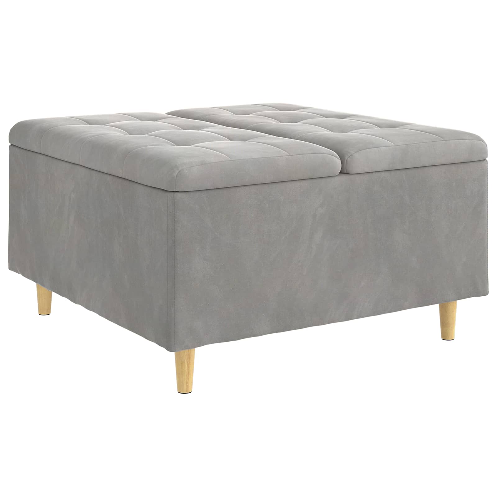Οθωμανικό αποθήκευσης Ανοιχτό γκρι 80 x 80 x 45 cm Βελούδο - Pakobazaar