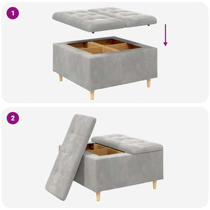 Οθωμανικό αποθήκευσης Ανοιχτό γκρι 80 x 80 x 45 cm Βελούδο - Pakobazaar