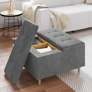 Οθωμανικό αποθήκευσης Σκούρο Γκρι 80 x 80 x 45 cm Βελούδο - Pakobazaar