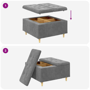 Οθωμανικό αποθήκευσης Σκούρο Γκρι 80 x 80 x 45 cm Βελούδο - Pakobazaar