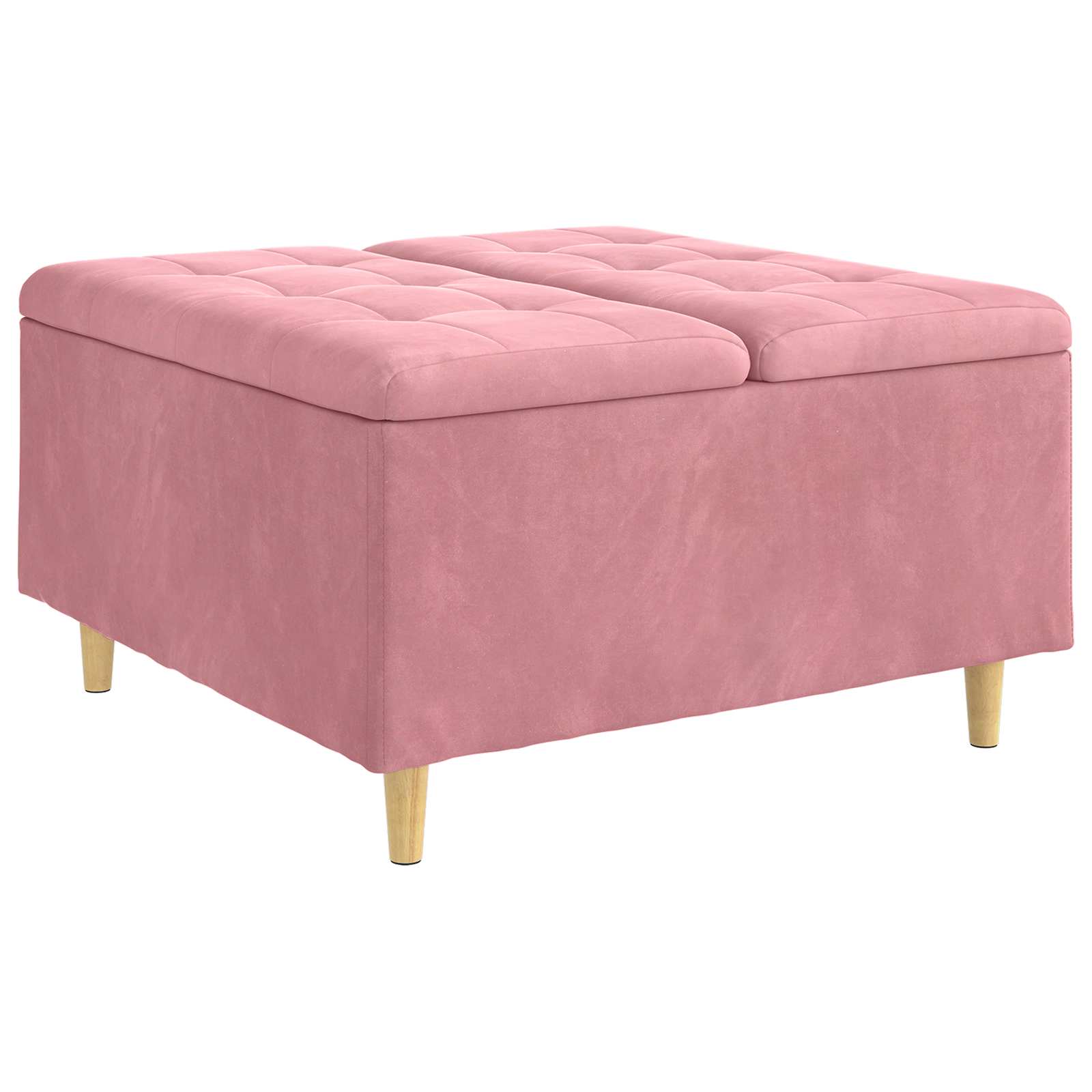 Οθωμανικό αποθήκευσης με μαξιλάρι Ροζ 80 x 80 x 45 cm Βελούδο - Pakobazaar