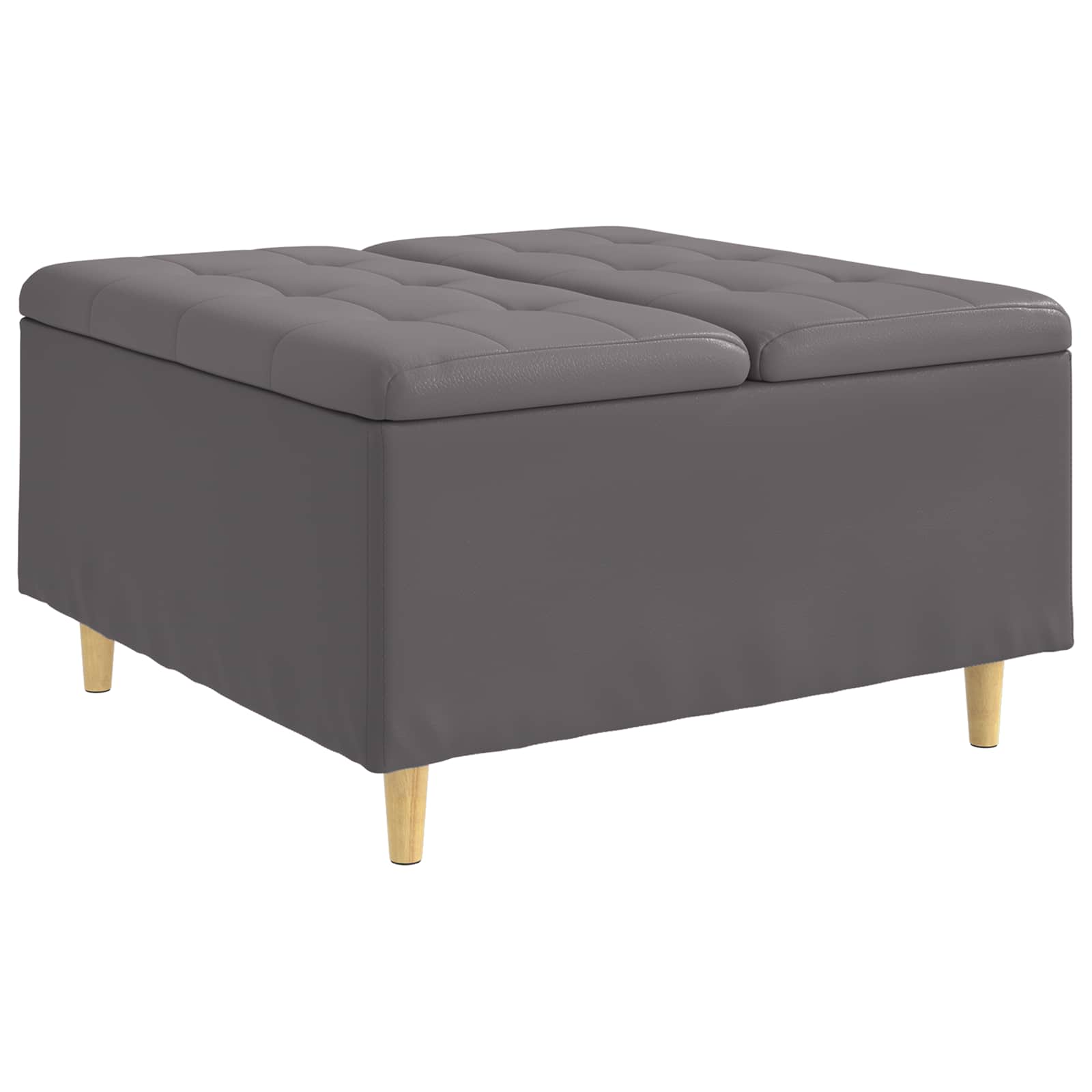 Οθωμανικό αποθήκευσης Γκρι 80 x 80 x 45 cm Τεχνητό δέρμα - Pakobazaar