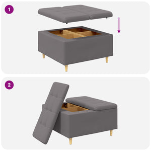 Οθωμανικό αποθήκευσης Γκρι 80 x 80 x 45 cm Τεχνητό δέρμα - Pakobazaar