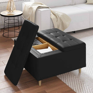Οθωμανικό αποθήκευσης Μαύρο 80 x 80 x 45 cm Τεχνητό δέρμα - Pakobazaar