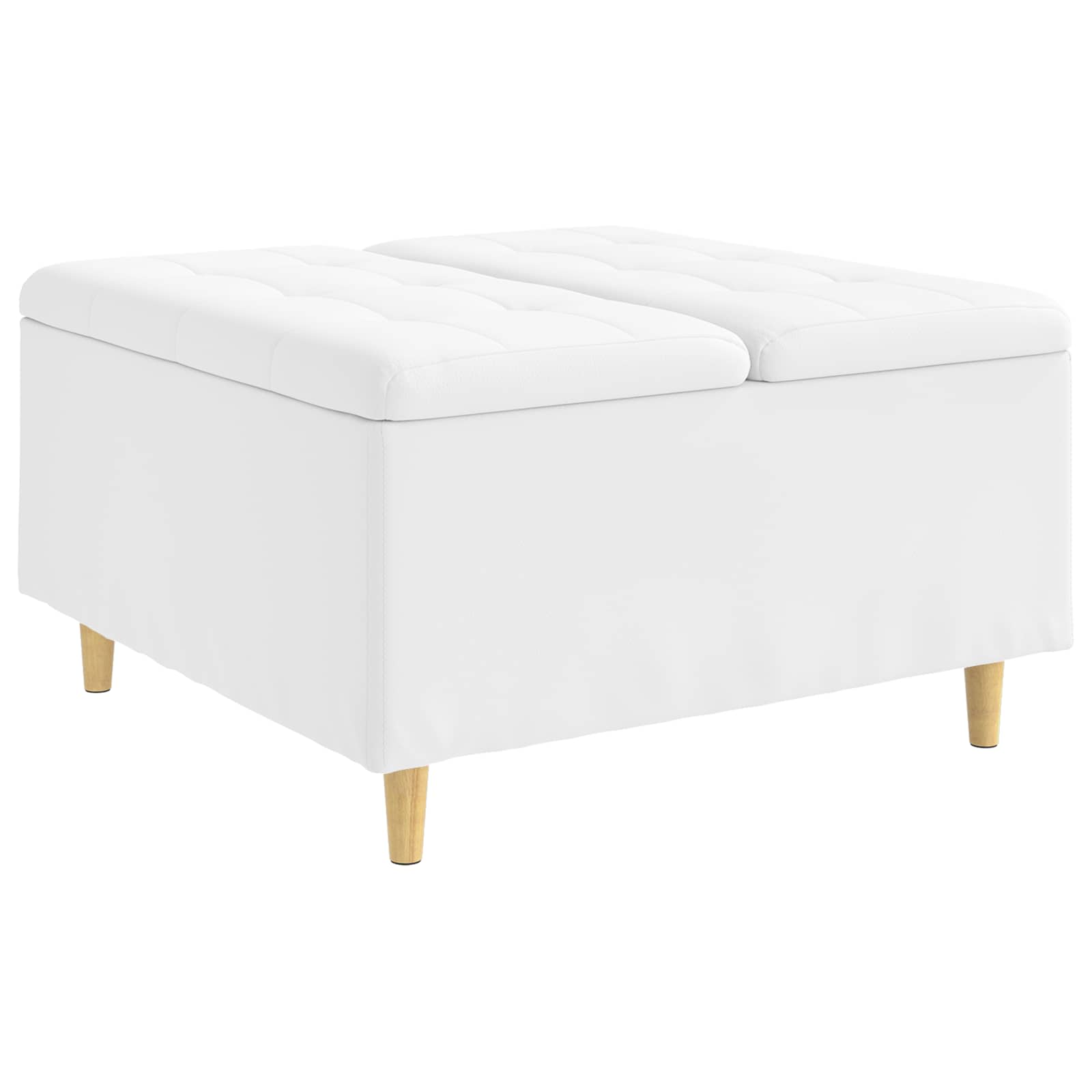 Οθωμανικό αποθήκευσης Λευκός 80 x 80 x 45 cm Τεχνητό δέρμα - Pakobazaar