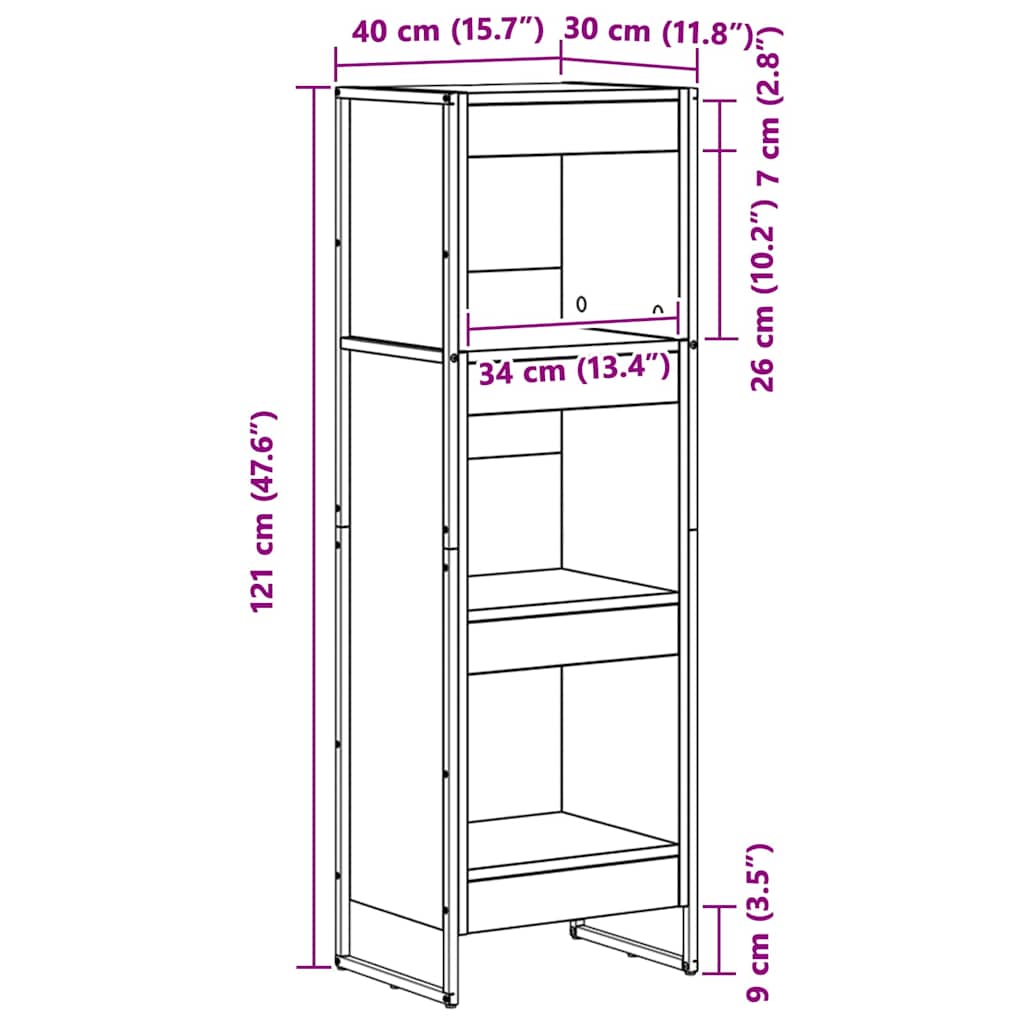 Βιβλιοθήκη Γκρίζο Σονομα 80 x 30 x 155 εκ Επεξεργασμένο ξύλο