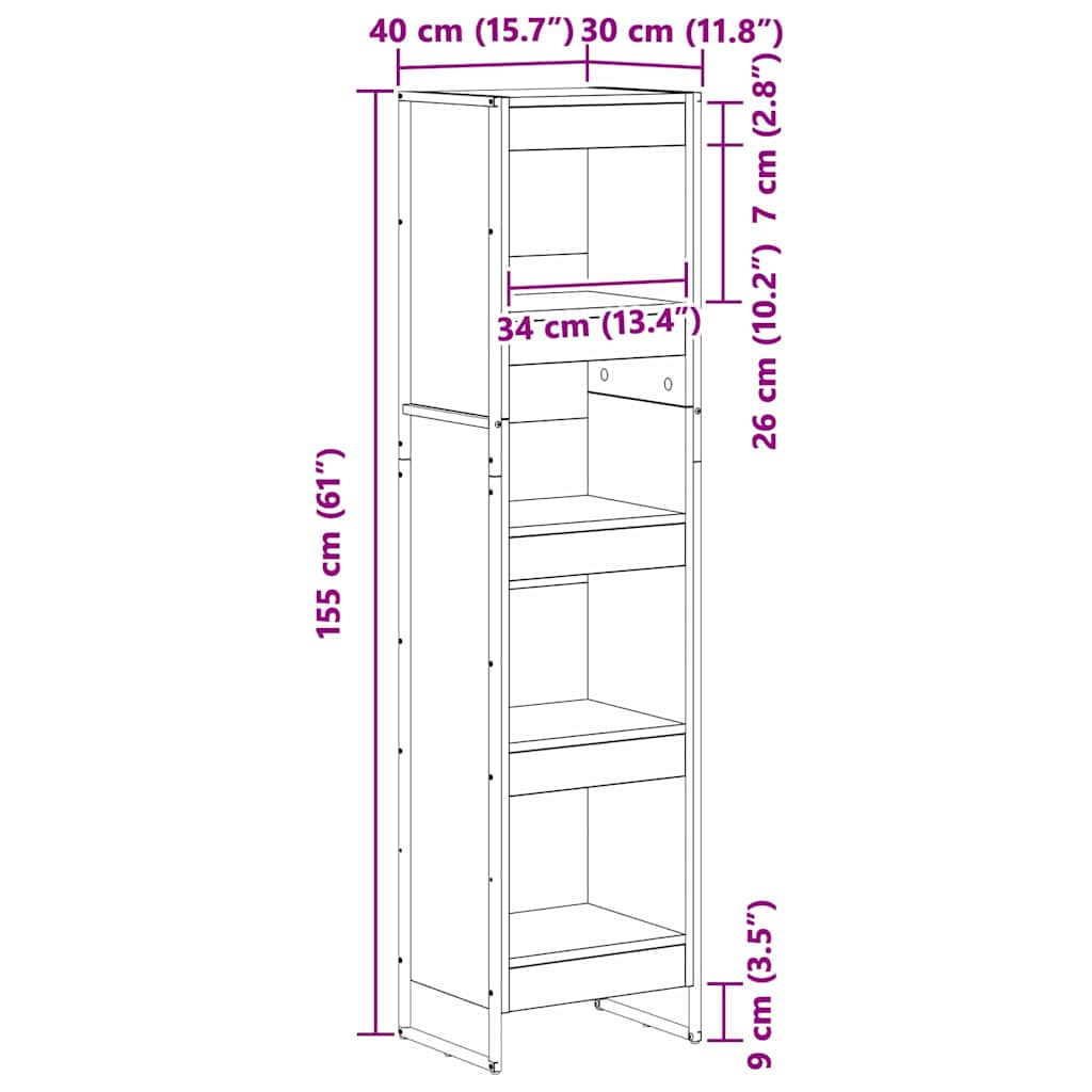 Βιβλιοθήκη Σονόμα 80 x 30 x 155 εκ Επεξεργασμένο ξύλο