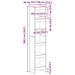 Βιβλιοθήκη 40 x 30 x 189,5 εκ Επεξεργασμένο Ξύλο Καπνιστό Δρύς