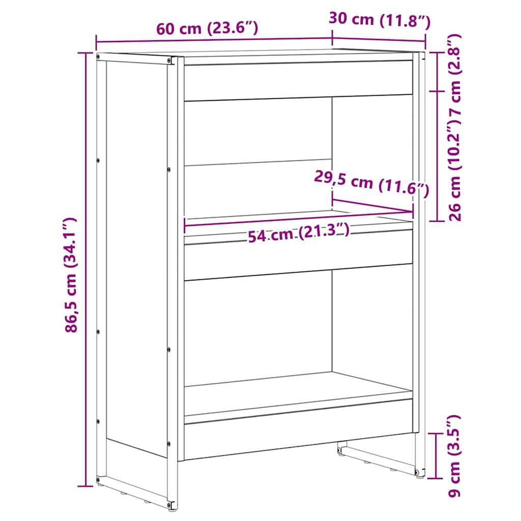 Βιβλιοθήκη Καπνιστό Δρύς 60 x 30 x 86,5 εκ Επεξεργασμένο ξύλο