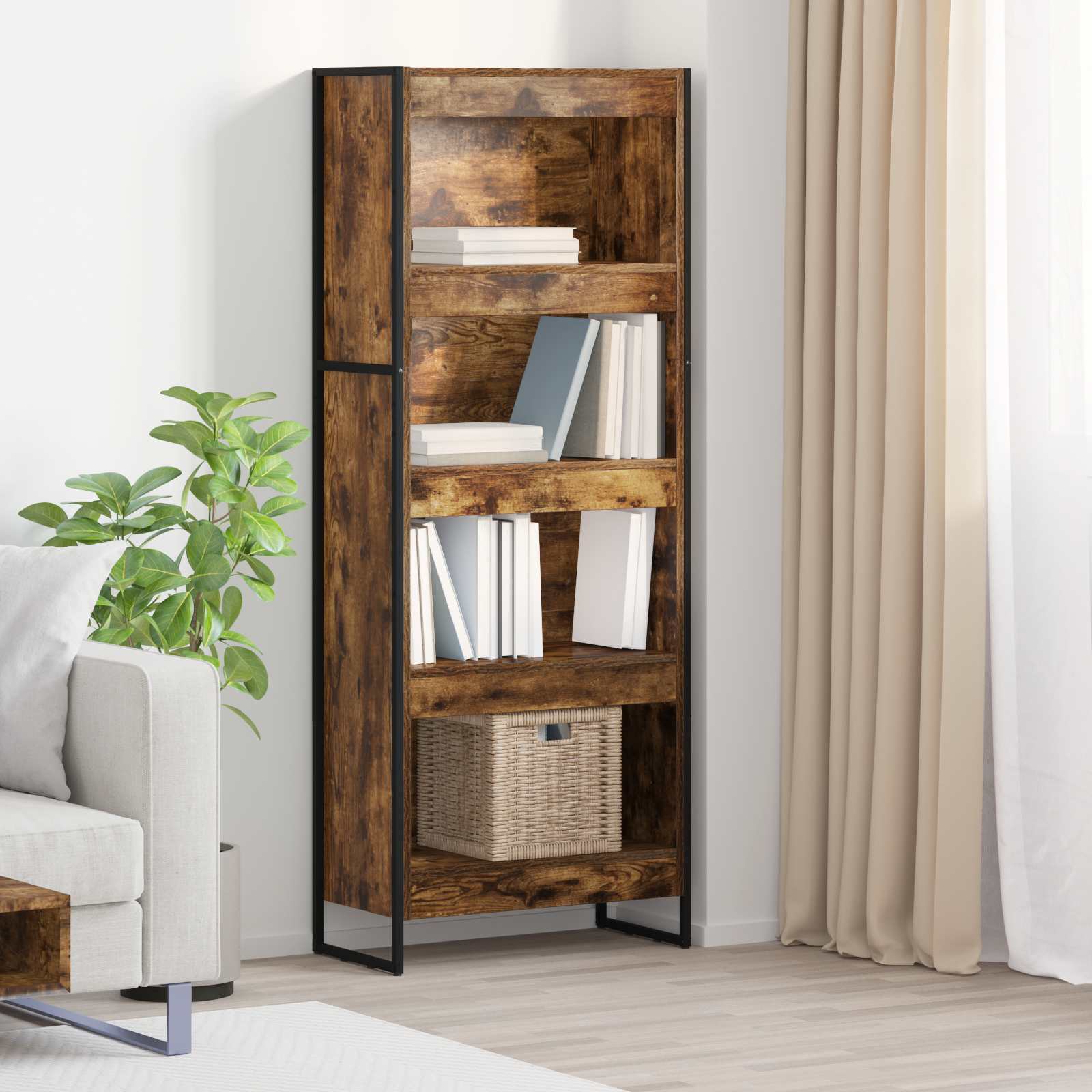 Βιβλιοθήκη Καπνιστό Δρύς 60 x 30 x 155 εκ Επεξεργασμένο ξύλο