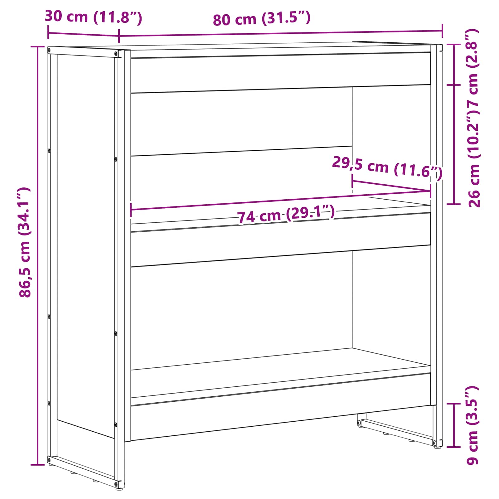 Βιβλιοθήκη Σονόμα 80 x 30 x 155 εκ Επεξεργασμένο ξύλο - Pakobazaar