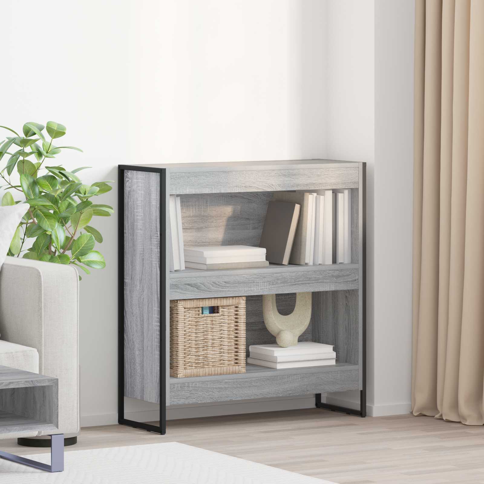 Βιβλιοθήκη Γκρίζο Σονομα 80 x 30 x 86,5 εκ Επεξεργασμένο ξύλο
