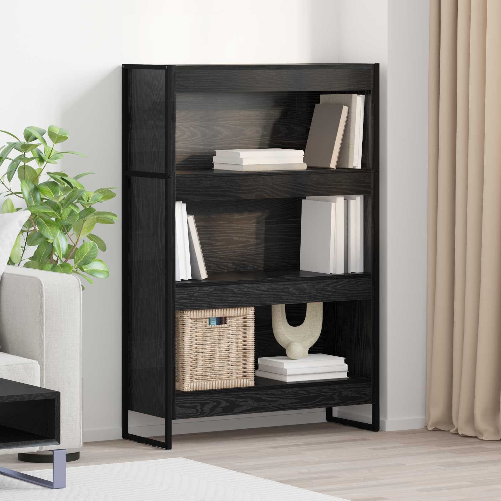 Βιβλιοθήκη Μαύρη Οξυά 80 x 30 x 121 εκ Επεξεργασμένο ξύλο