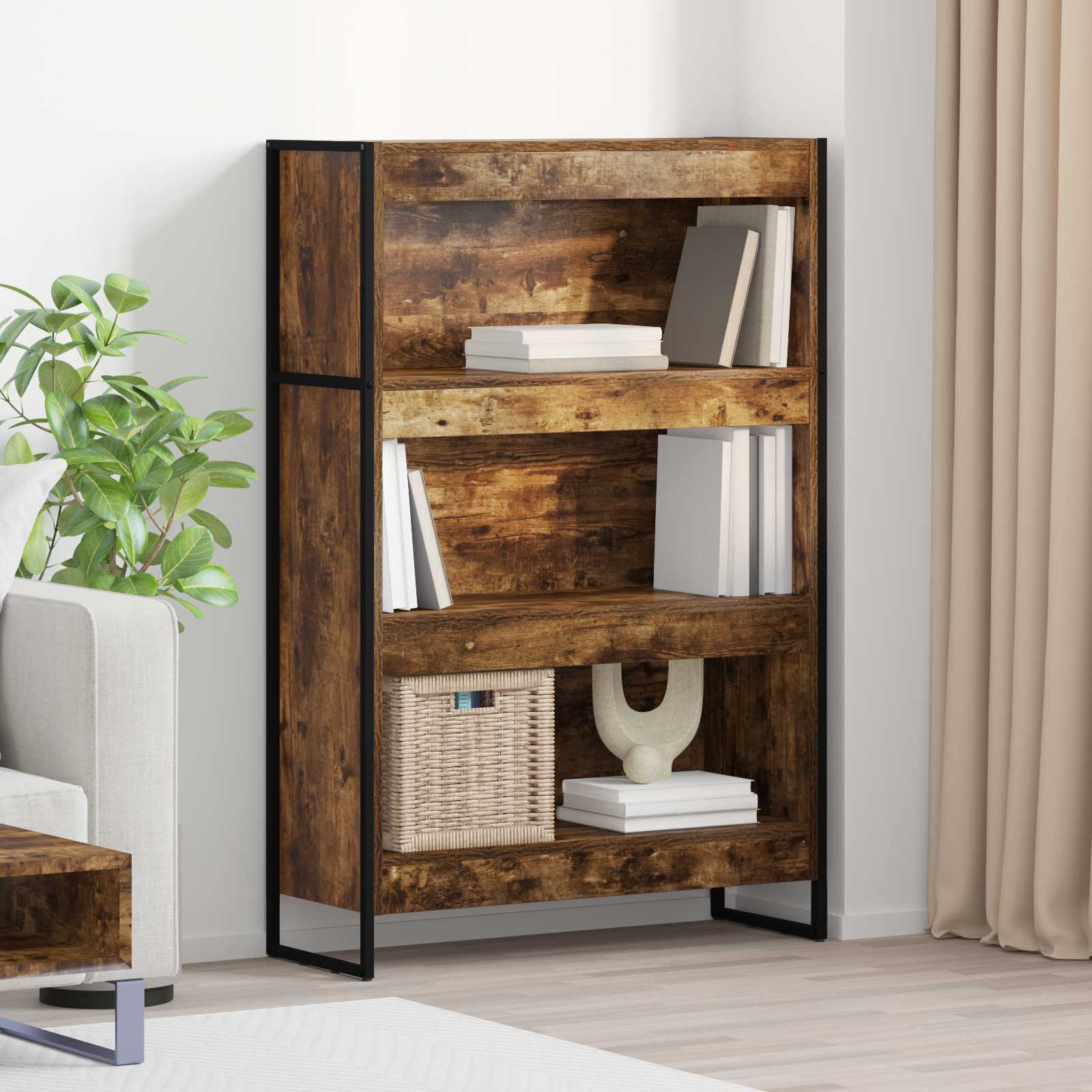 Βιβλιοθήκη Καπνιστό Δρύς 80 x 30 x 121 εκ Επεξεργασμένο ξύλο