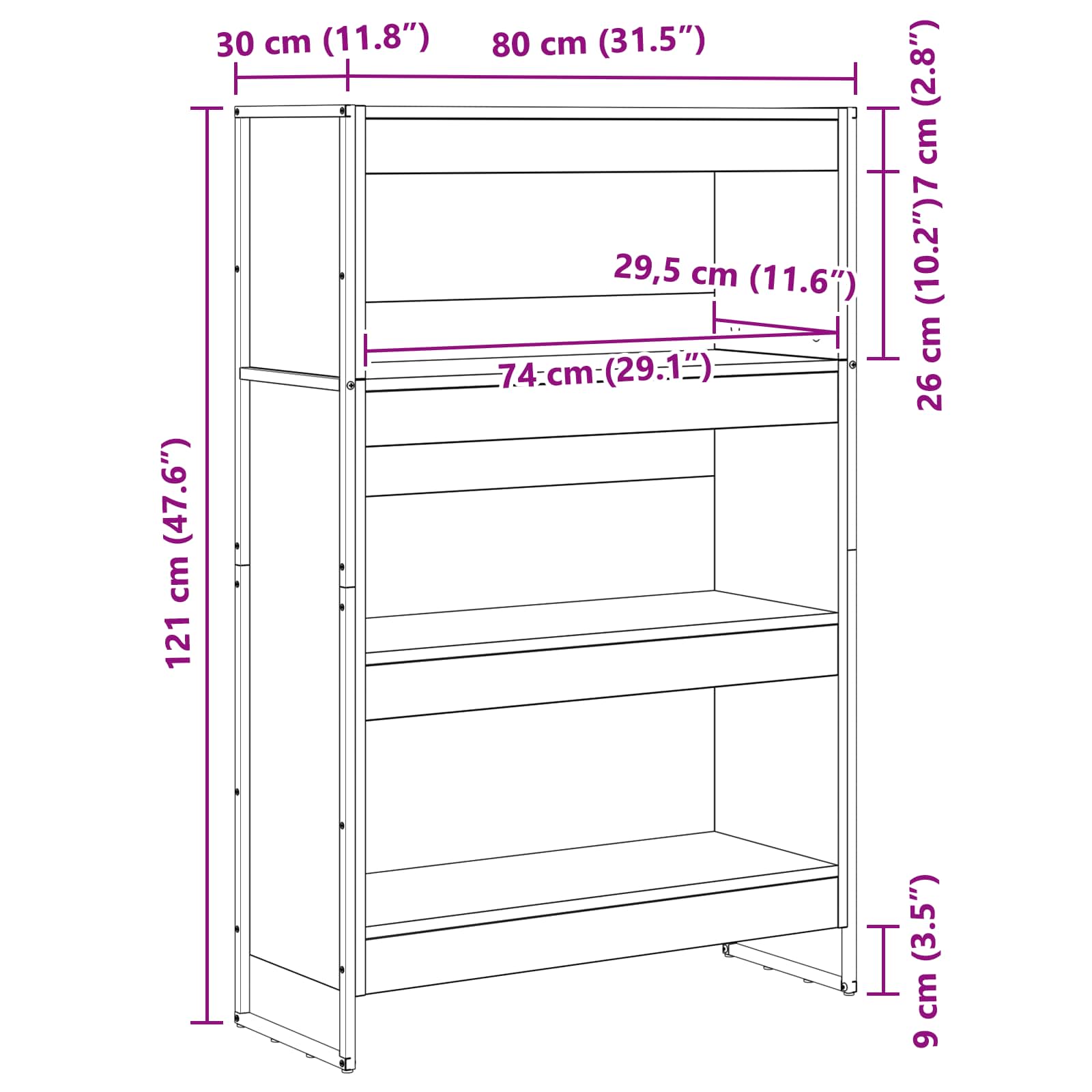 Βιβλιοθήκη Καπνιστό Δρύς 80 x 30 x 121 εκ Επεξεργασμένο ξύλο