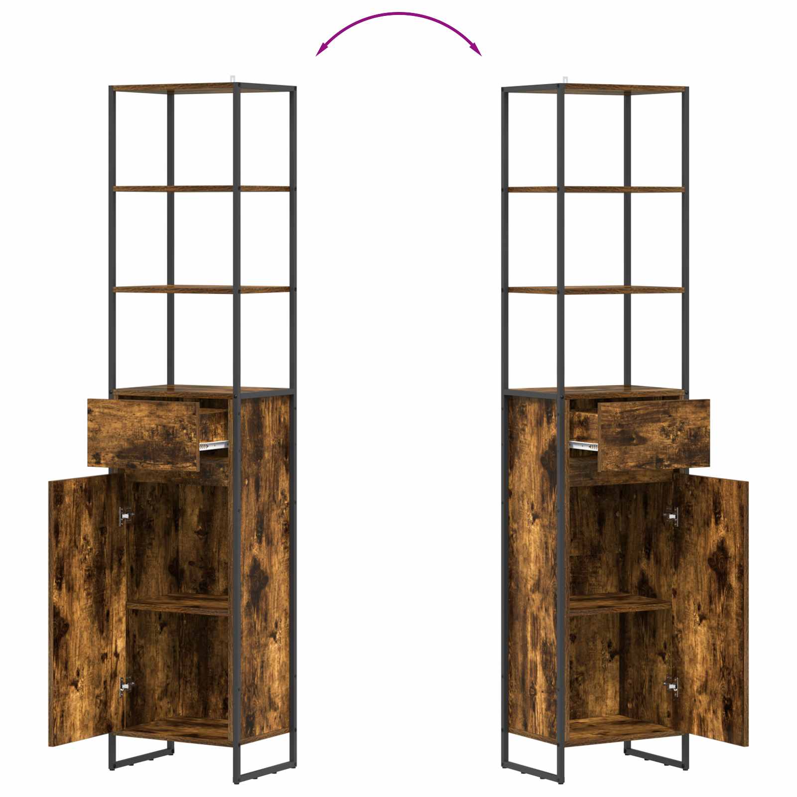 Ντουλάπι Μπάνιου με συρτάρι Καπνιστό Δρύς 40 x 30 x 180 εκ