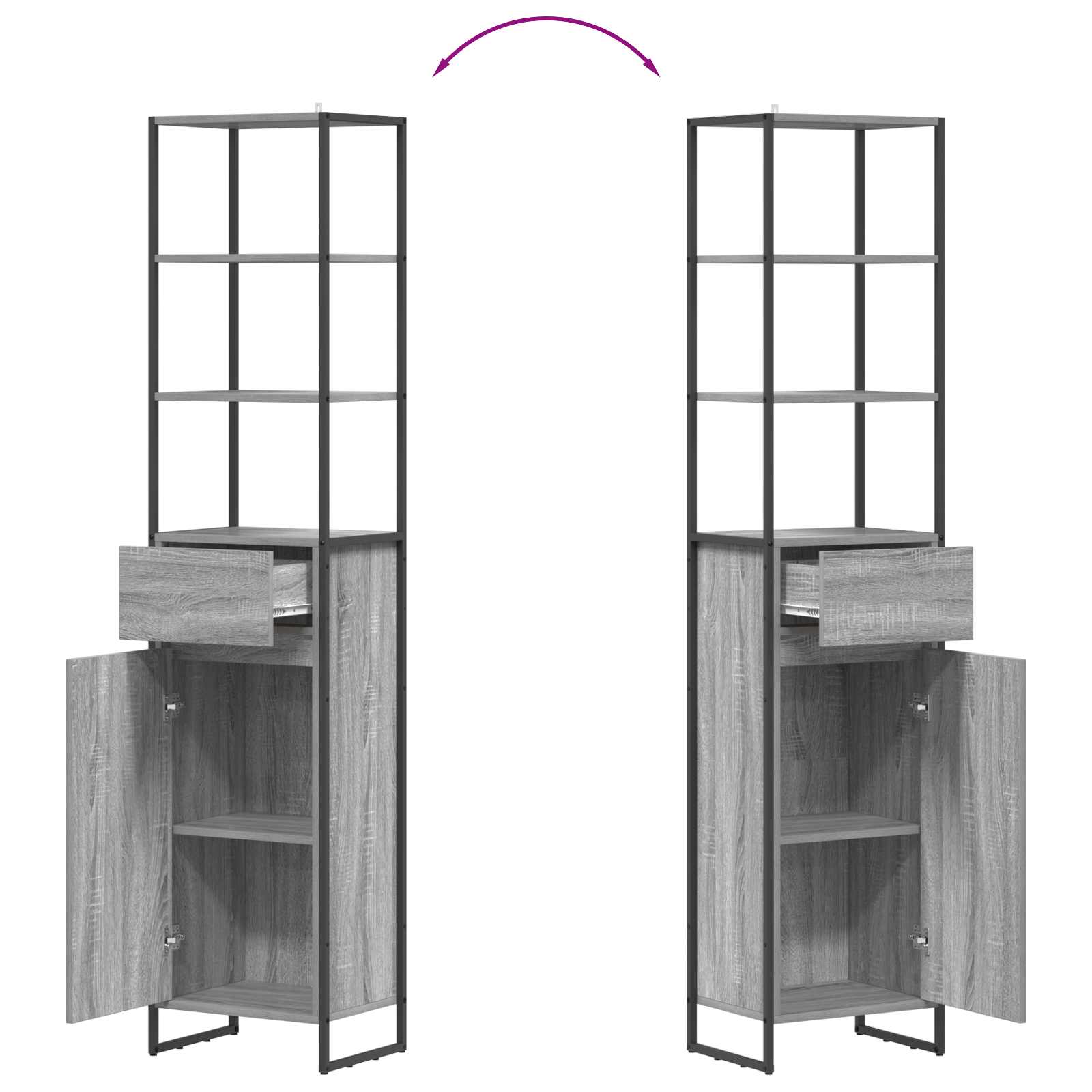 Ντουλάπι Μπάνιου με συρτάρι Γκρίζο Σονομα 40 x 30 x 180 εκ - Pakobazaar