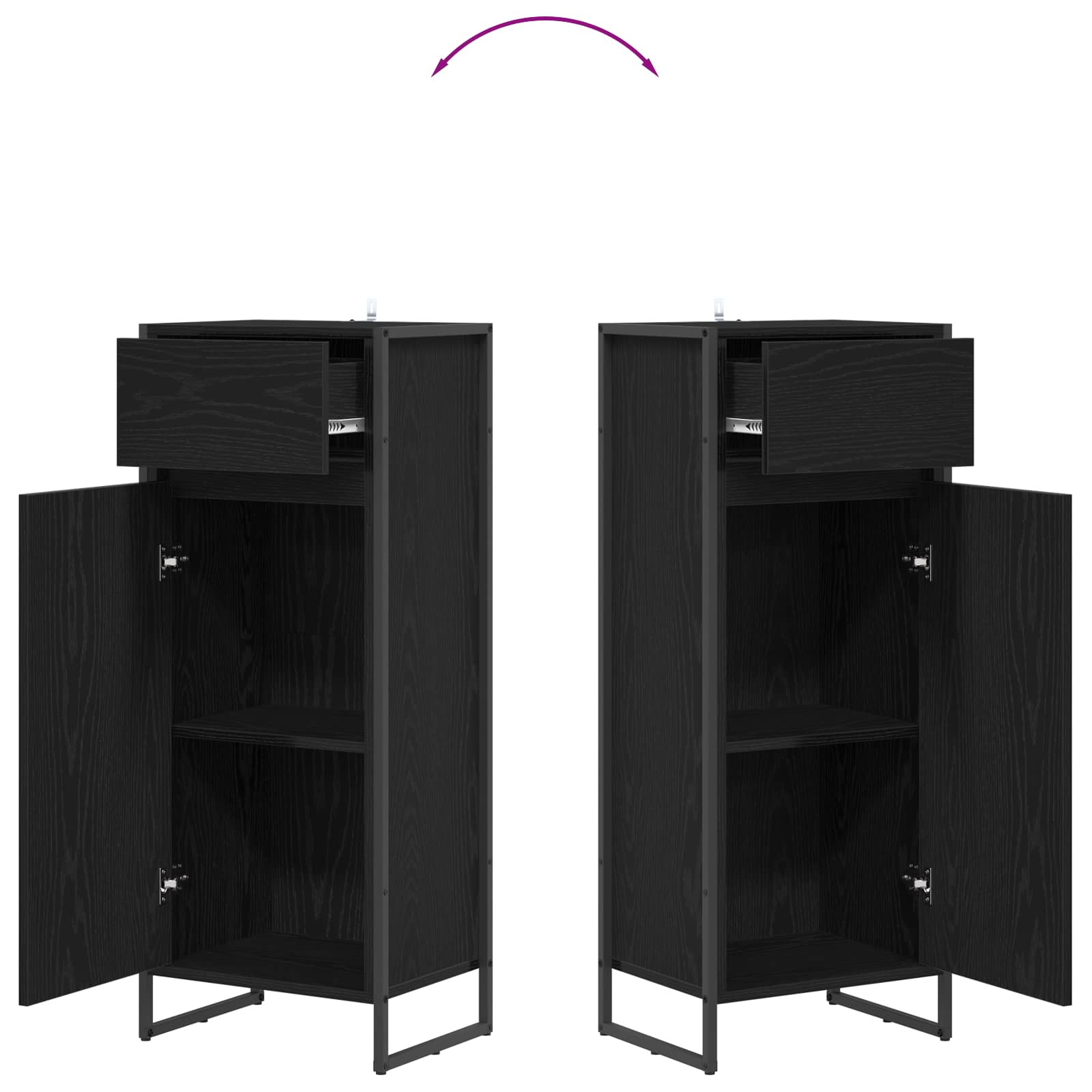 Ντουλάπι Μπάνιου Μαύρη Οξυά 40 x 30 x 100 εκ Επεξεργασμένο ξύλο